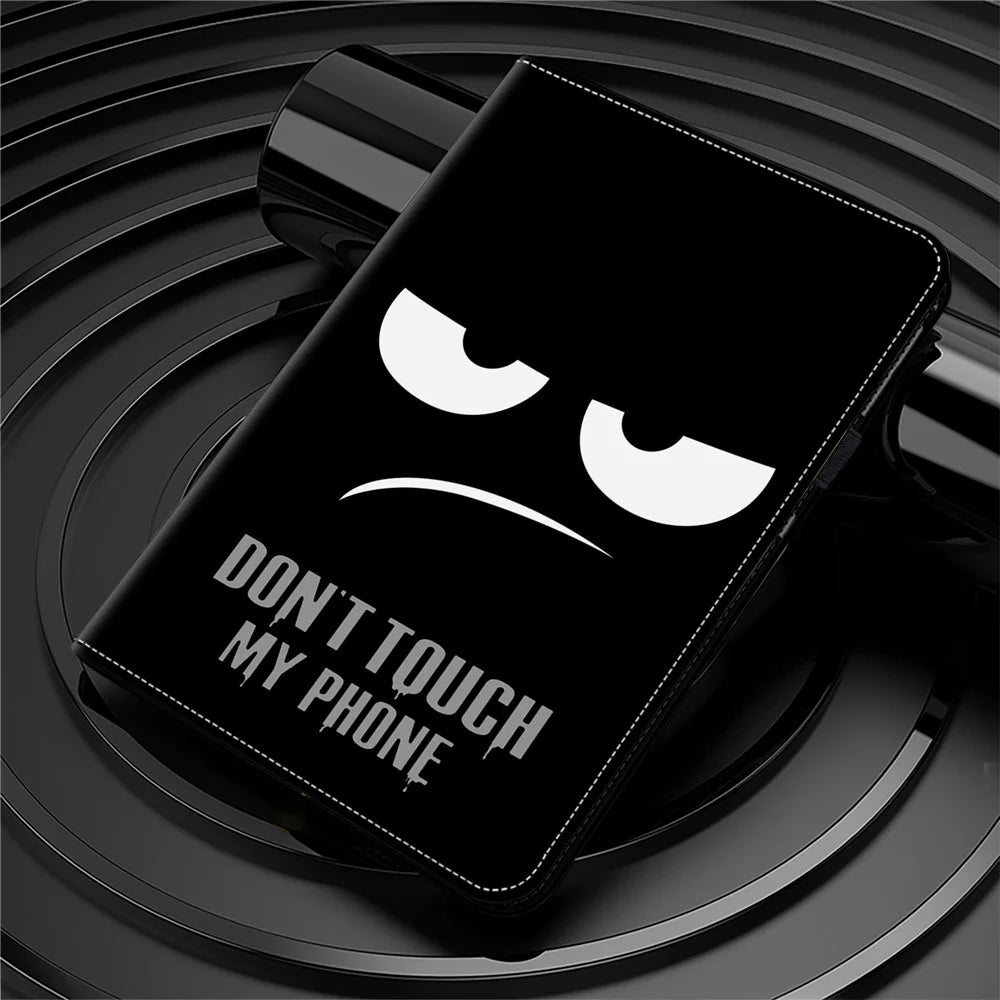 For Samsung Galaxy Tab A11+ / A9+ Elastic Band Closure Shockproof Case Pattern Printing PU Leather Flip Tablet Cover with Stand - Don't Touch My Phone - 6