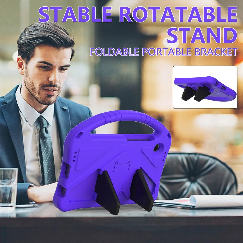 For Samsung Galaxy Tab A11 / A9 Case EVA Shockproof Grip Handle Kickstand Tablet Cover - Purple - 2