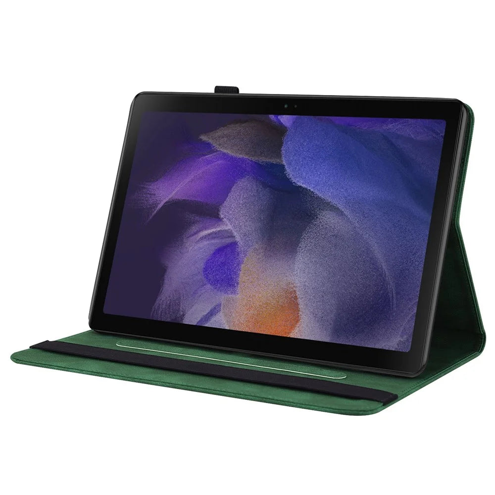 For Samsung Galaxy Tab A9 Leather Case Butterfly Flower Imprinted Tablet Cover - Green - 3