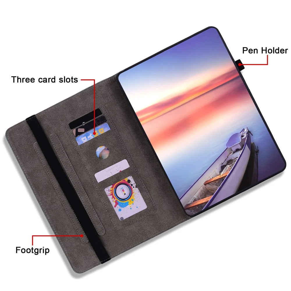 For Lenovo Tab M10 5G Leather Cover Butterfly Rose Imprinted Tablet Stand Case - Pink - 6