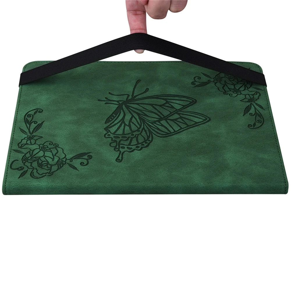 For Lenovo Tab M10 5G PU Leather Case Stand Card Holder Imprinted Tablet Cover - Green - 6
