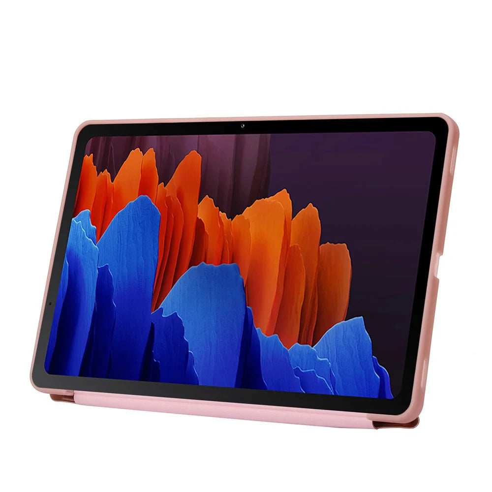 For Samsung Galaxy Tab S9+ Tablet Case Silicone + PU Leather Flip Cover with Auto Wake  /  Sleep Function - Rose Gold - 3