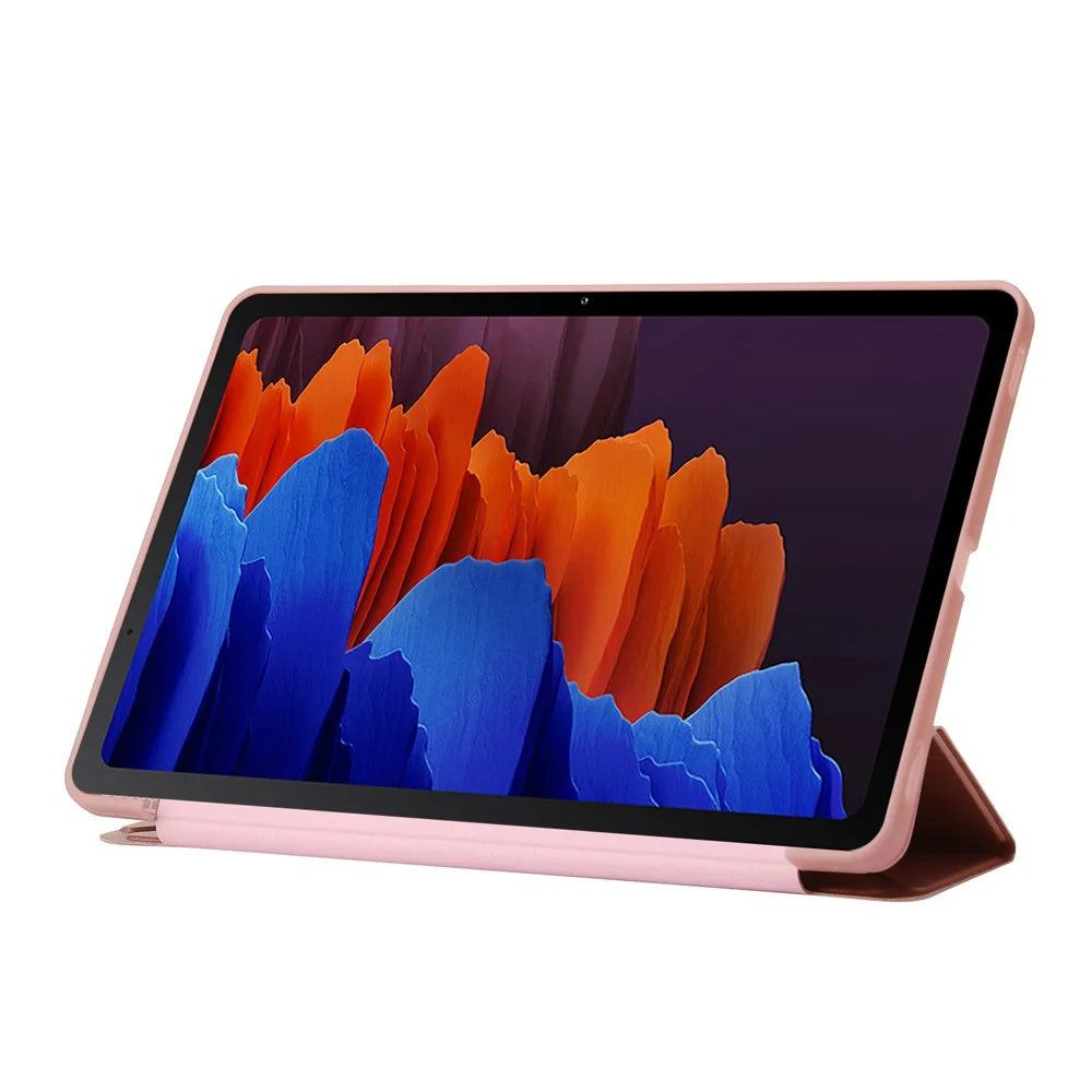 For Samsung Galaxy Tab S9+ Tablet Case Silicone + PU Leather Flip Cover with Auto Wake  /  Sleep Function - Rose Gold - 5