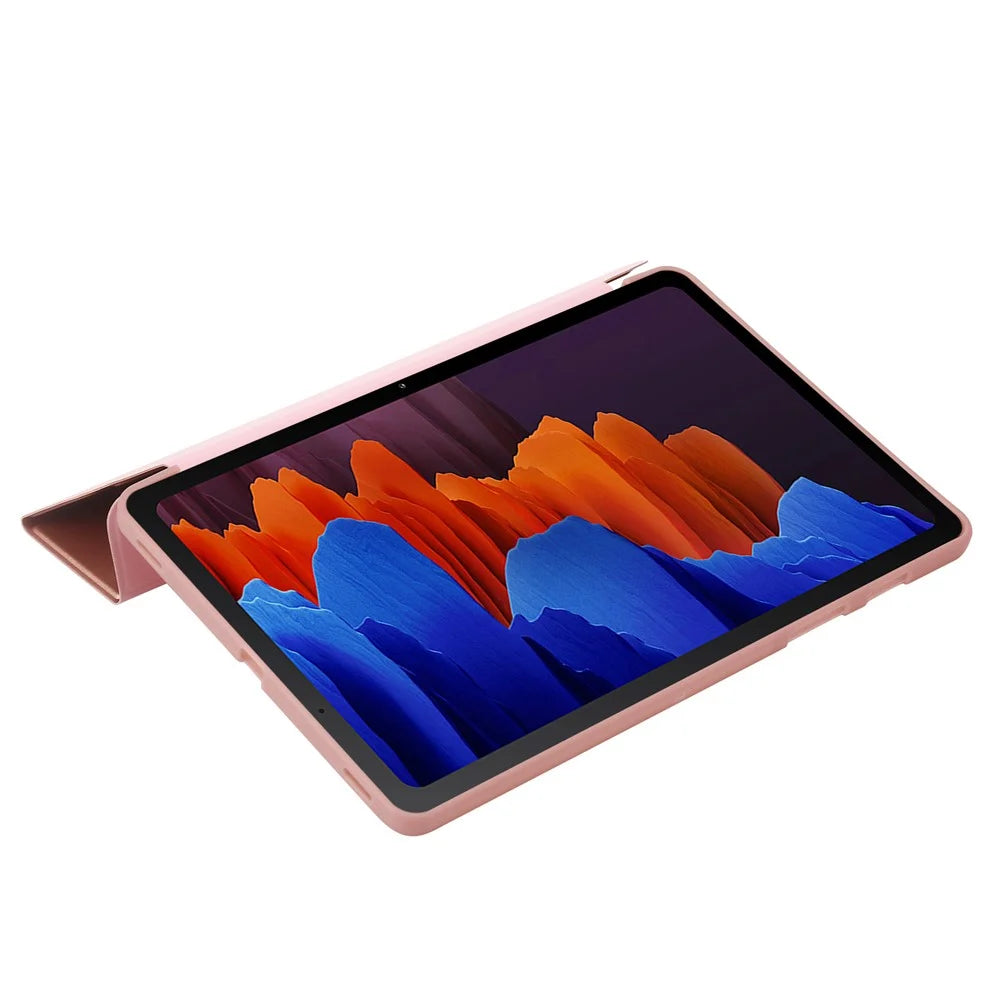 For Samsung Galaxy Tab S9+ Tablet Case Silicone + PU Leather Flip Cover with Auto Wake  /  Sleep Function - Rose Gold - 7