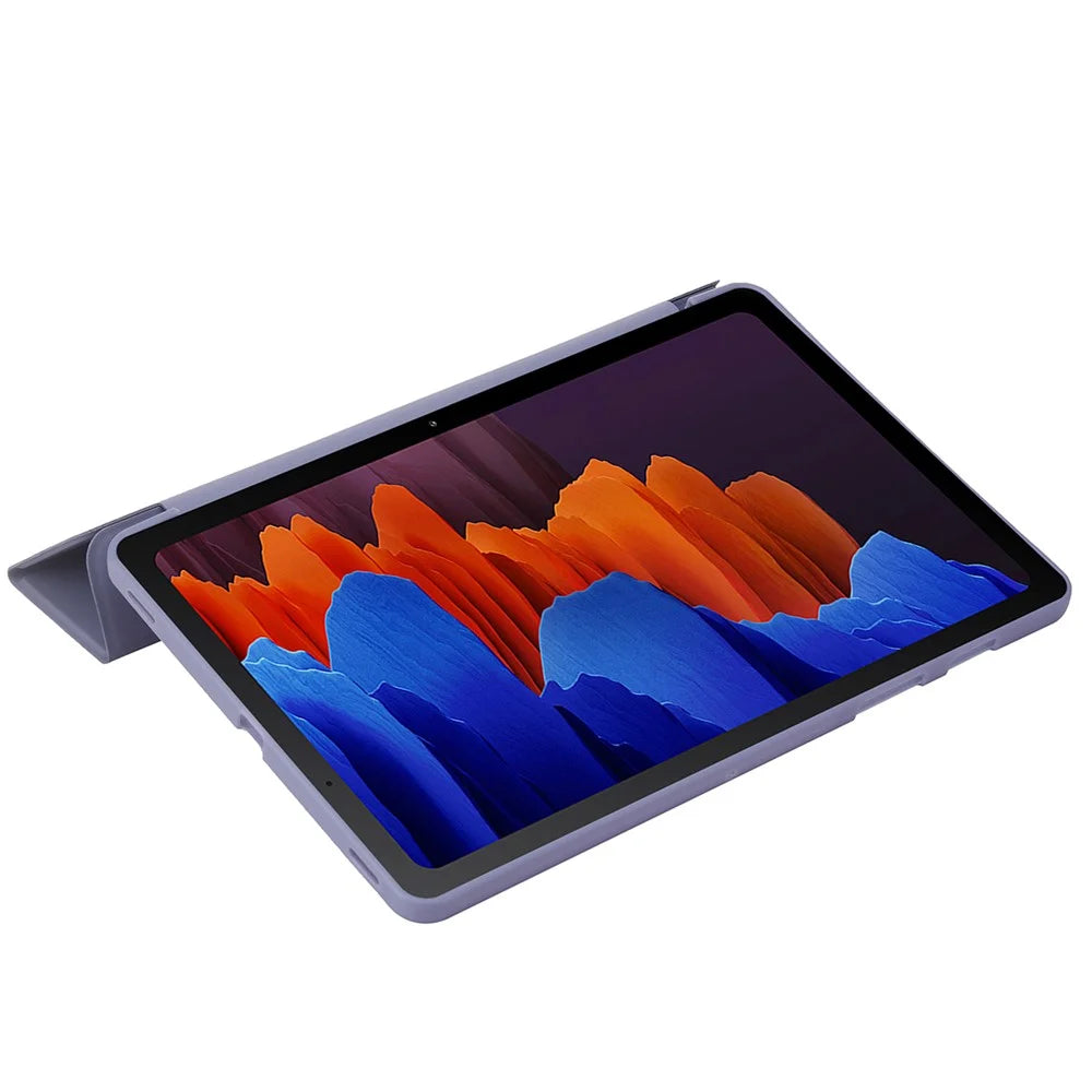 For Samsung Galaxy Tab S9 Case Anti-Scratch PU+ Silicone Tri-fold Stand Tablet Cover - Purple - 5