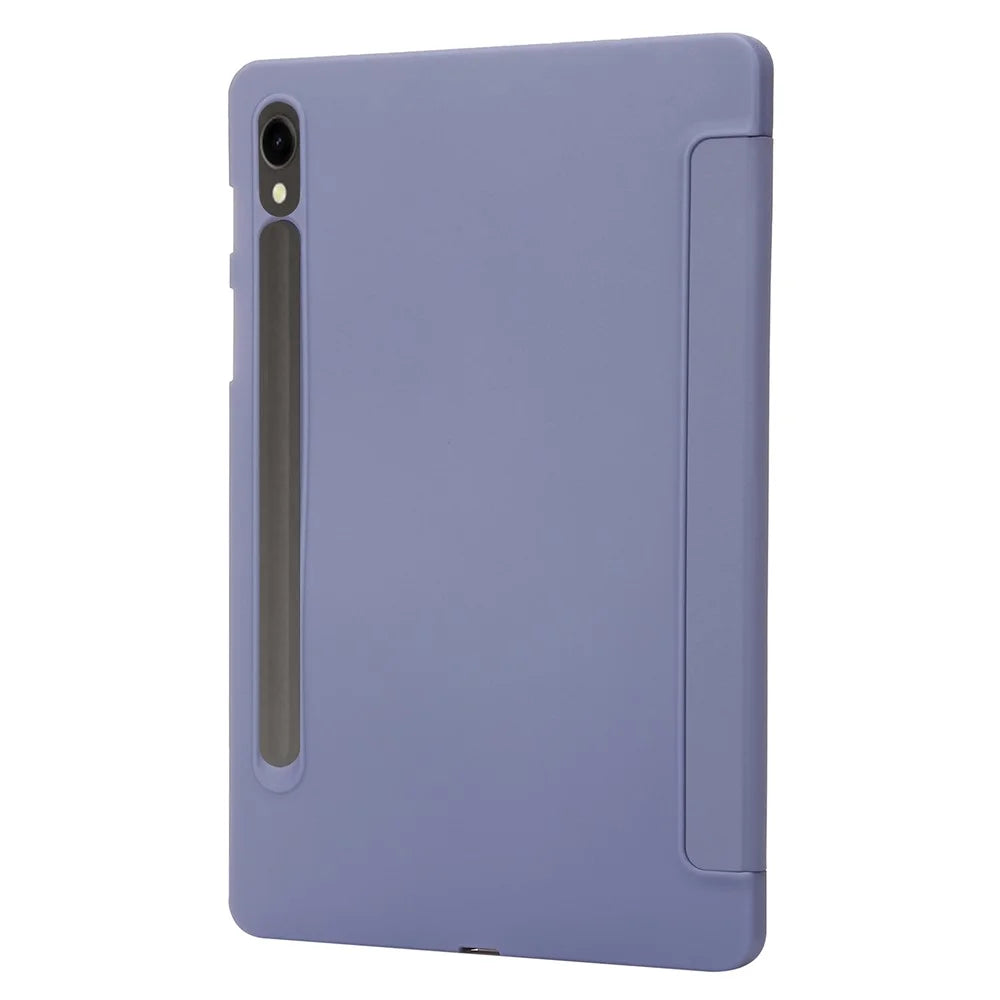 For Samsung Galaxy Tab S9 Case Anti-Scratch PU+ Silicone Tri-fold Stand Tablet Cover - Purple - 7