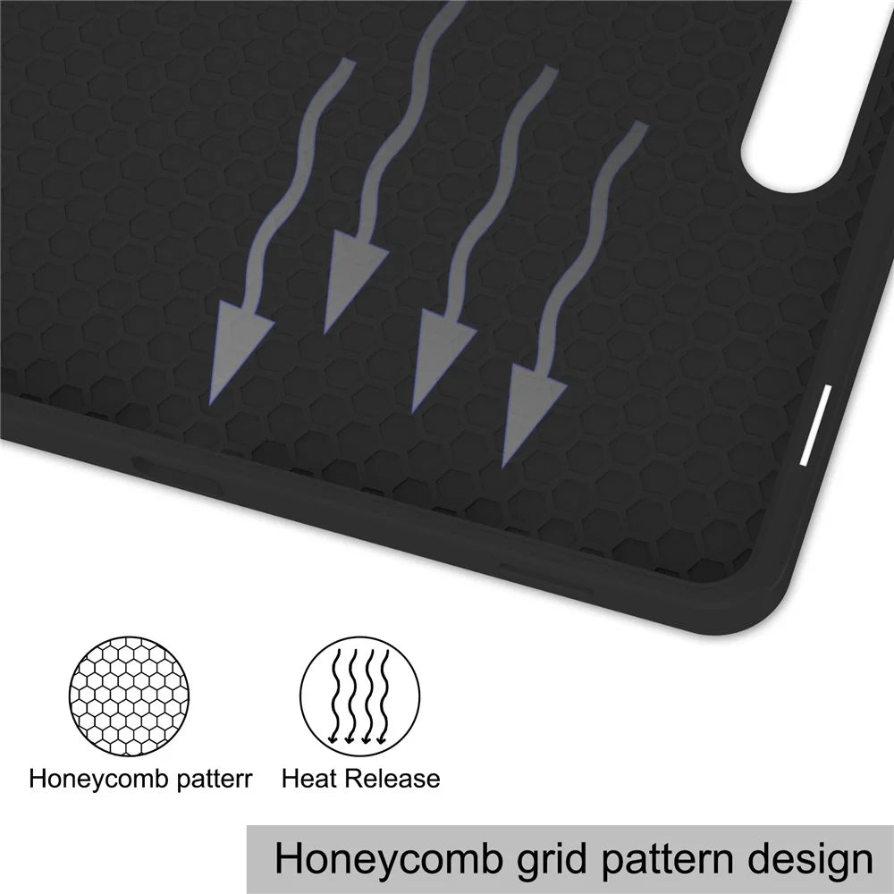 For Samsung Galaxy Tab S10 FE / S9 FE Leather Case Tri-Fold Stand Pen Slot Tablet Cover - Black - 6