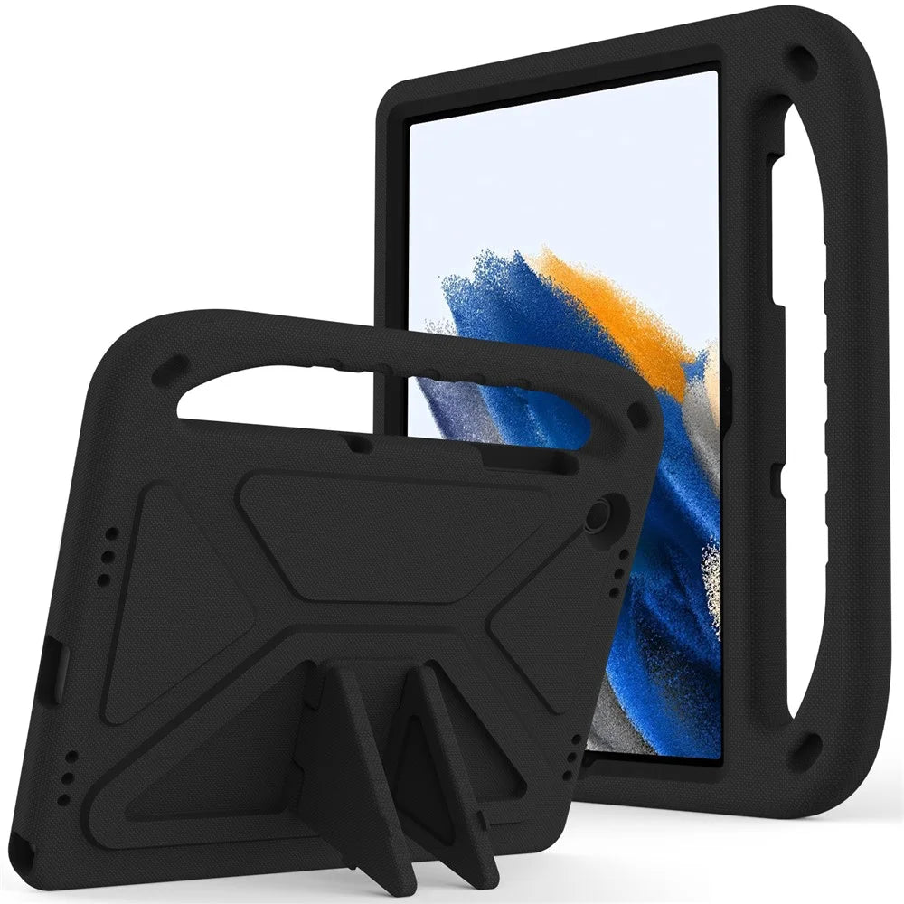 For Samsung Galaxy Tab A11+ / A9+ Shockproof EVA Tablet Case Protective Cover with Handle and Kickstand - Black - 1
