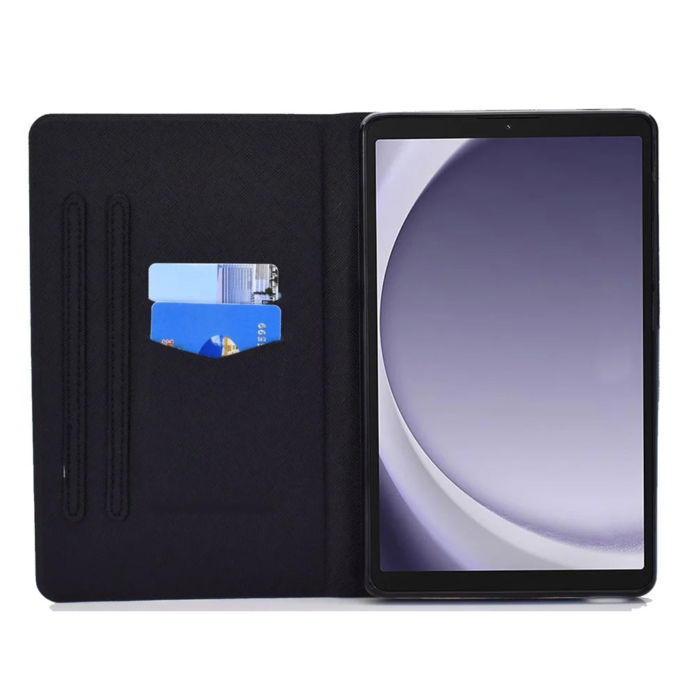 For Samsung Galaxy Tab A11 / A9 Case with Card Holder Anti-Scratch PU+TPU Tablet Cover - Retro Butterflies - 2