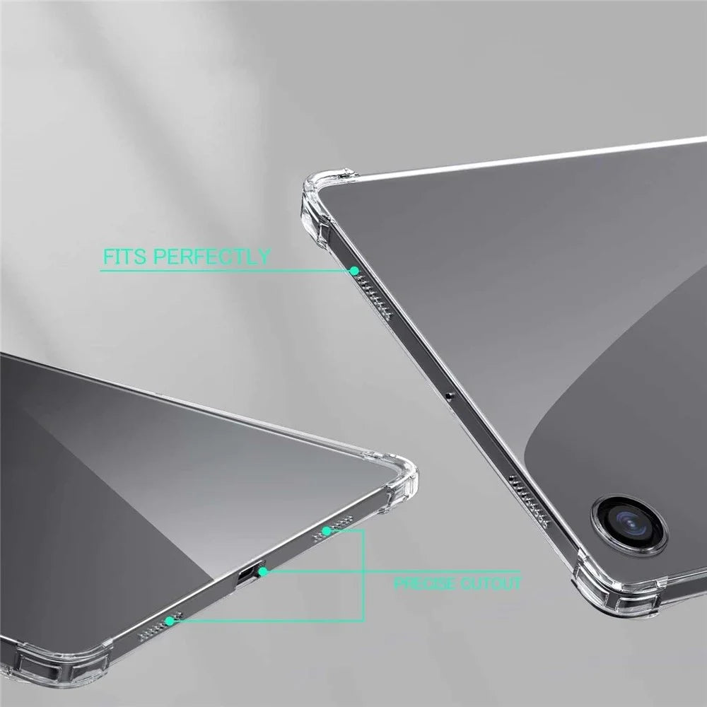 For Samsung Galaxy Tab A9 Clear Case TPU Tablet Cover + 2.5D Arc Edge Tempered Glass Screen Film - 4