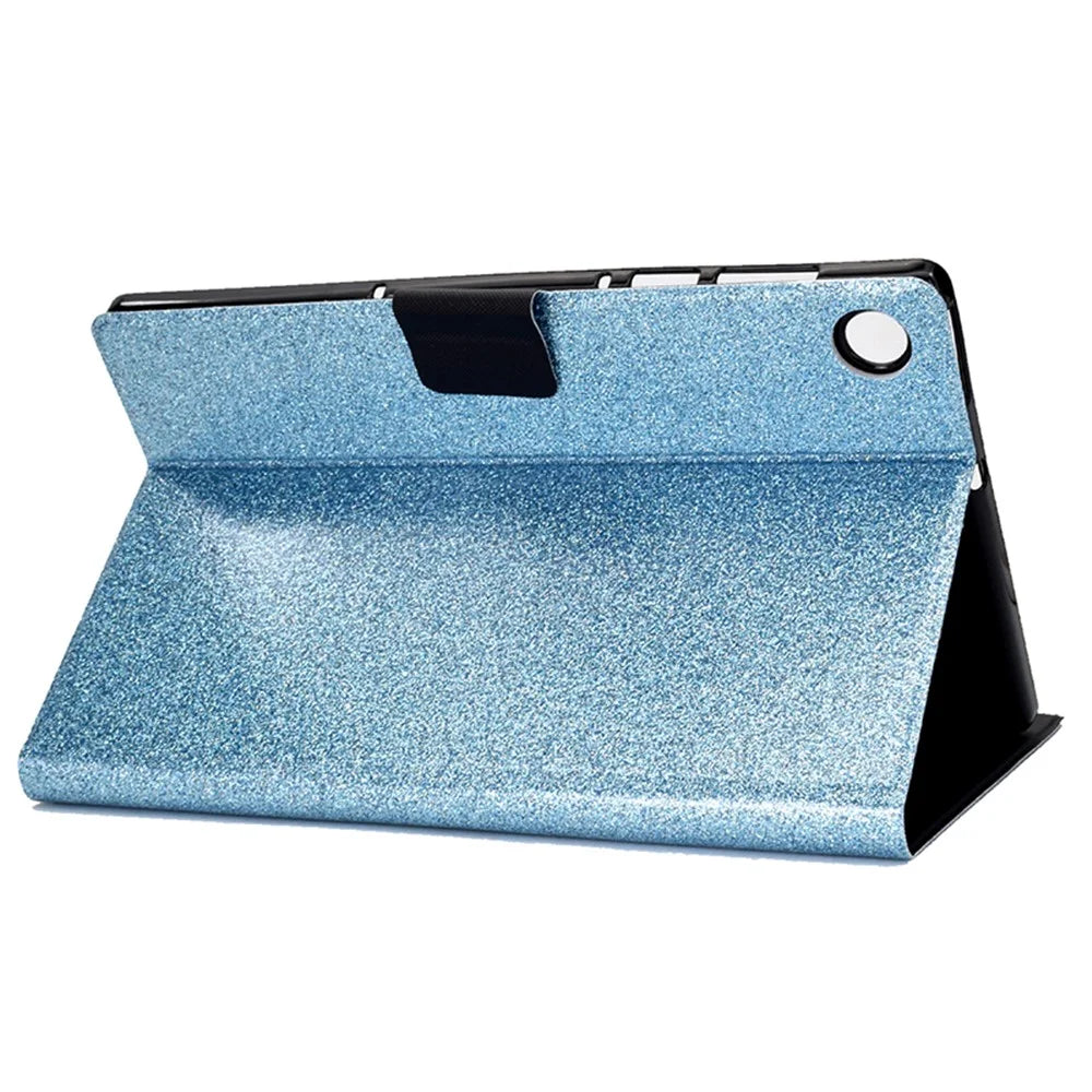 For Samsung Galaxy Tab A11+ / A9+ Glitter PU Leather Case Card Slots Stand Protective Cover - Blue - 4