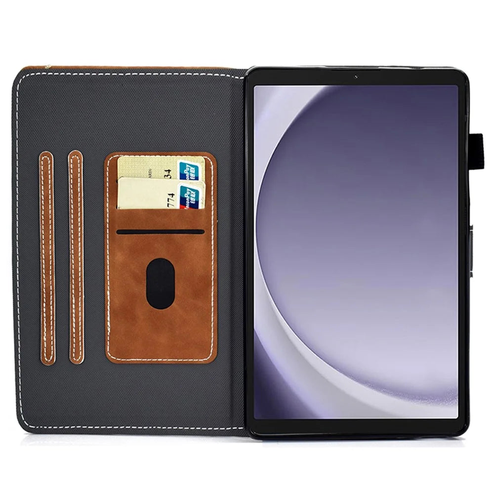 For Samsung Galaxy Tab A11+ / A9+ Stand PU Leather Case Tablet Cover with Card Slot - Brown - 2
