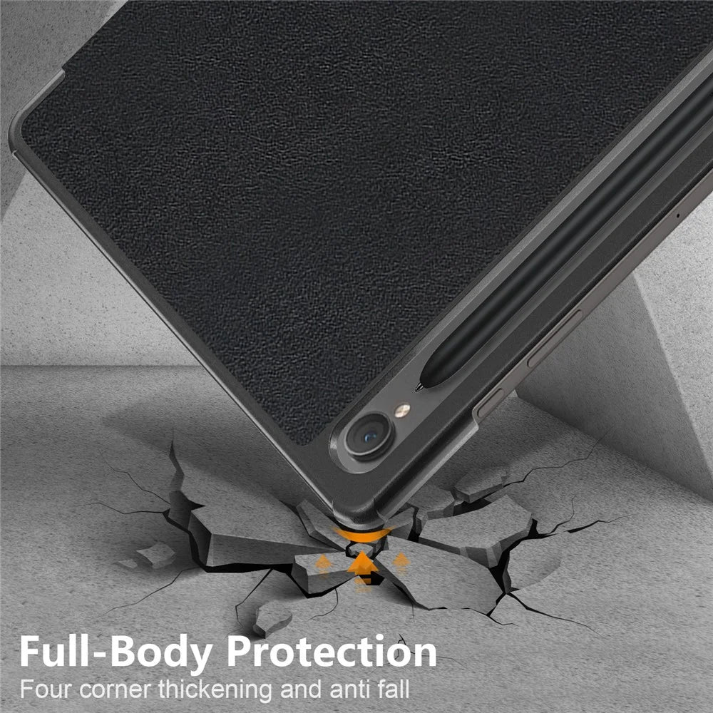 For Samsung Galaxy Tab S10 FE / S9 FE SM-X510 SM-X516 / S9 Leather Case Trifold Stand Tablet Cover - Black - 7