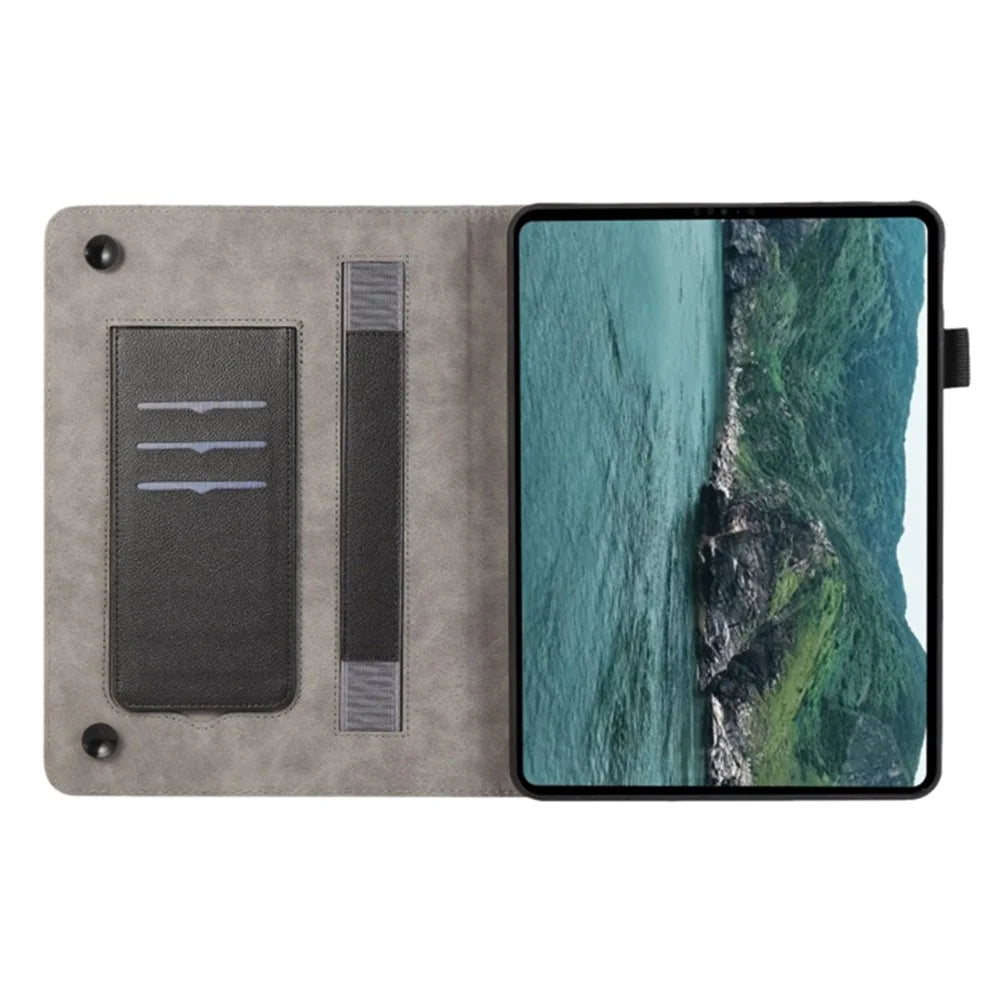 For iPad 10.2 (2021) / (2019) / 2020) Case Card Slot Protective Tablet Case PU Leather Flip Cover - Navy Blue - 2