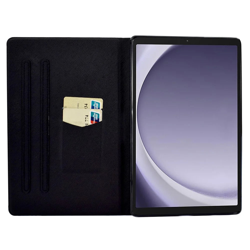 For Samsung Galaxy Tab A9 Case Card Slots Stand Tablet Leather Cover - Blue Marble - 2