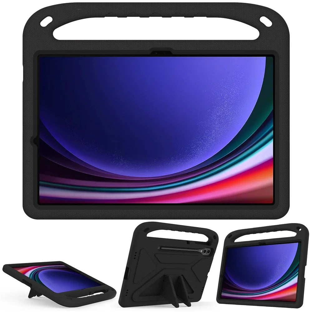 For Samsung Galaxy Tab S9 FE+ Case Hand Grip EVA Tablet Kickstand Cover - Black - 2
