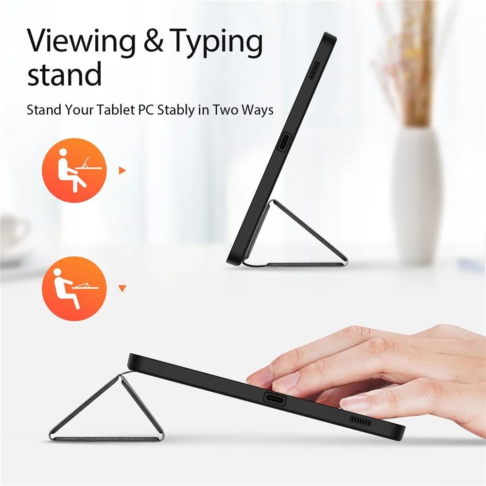 DUX DUCIS Domo Series for Samsung Galaxy Tab S10 Lite / S10 FE / Tab S9 FE Case Tri-Fold Stand Leather Smart Folio Tablet Case - Black - 3