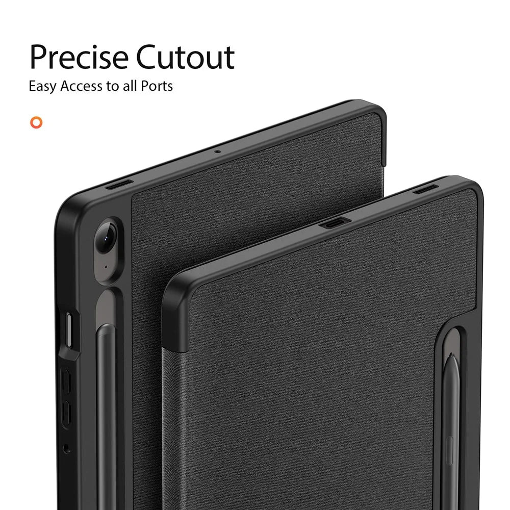 DUX DUCIS Domo Series for Samsung Galaxy Tab S10 Lite / S10 FE / Tab S9 FE Case Tri-Fold Stand Leather Smart Folio Tablet Case - Black - 5