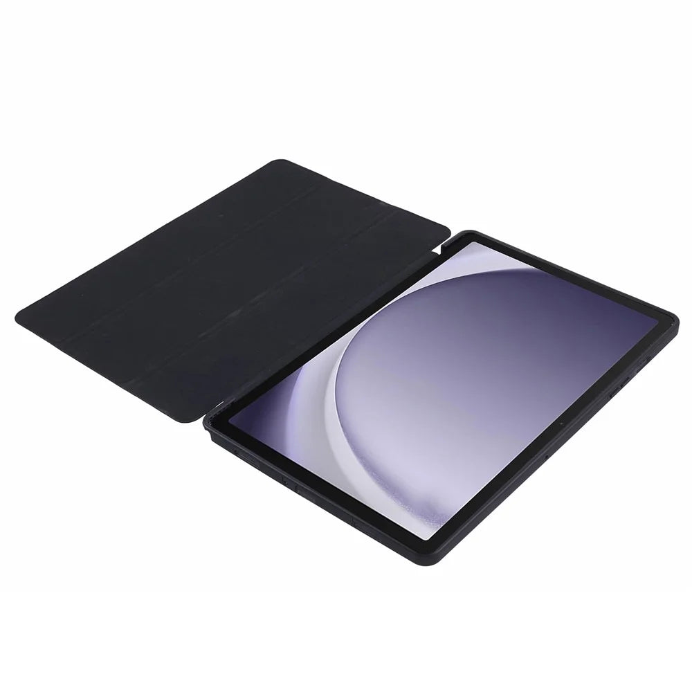 For Samsung Galaxy Tab A9 Tri-fold Stand Cover PU Leather Honeycomb Texture Tablet Case - Black - 5