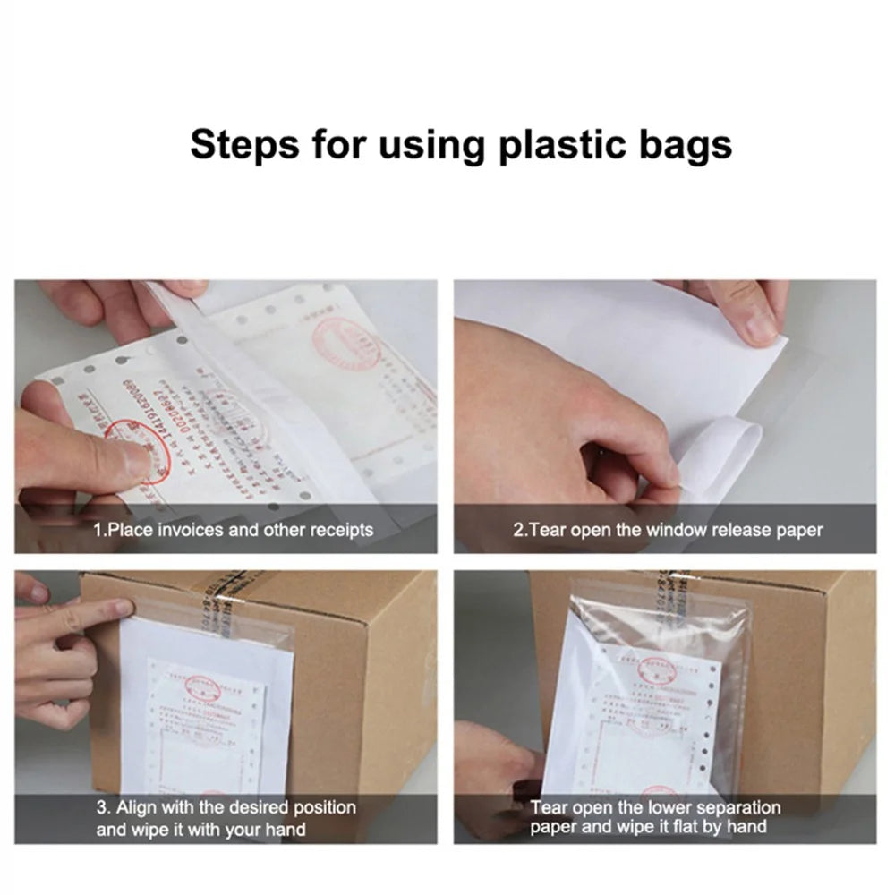 100Pcs 13x9cm Clear Mailing Bags Self Seal Posting Envelopes Packing Storage Back Bags - 6