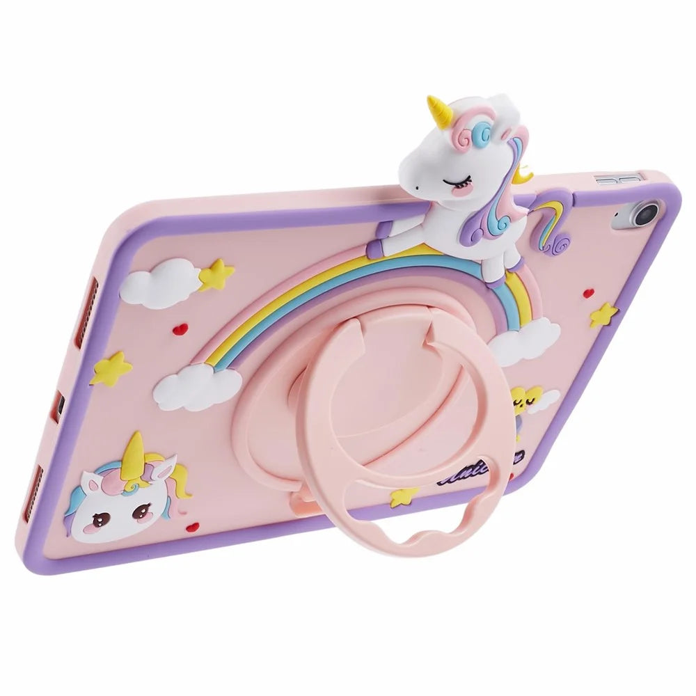 For iPad (2025) / 10.9 (2022) Silicone Case Rotation Kickstand Cute Horse Tablet Cover - 5
