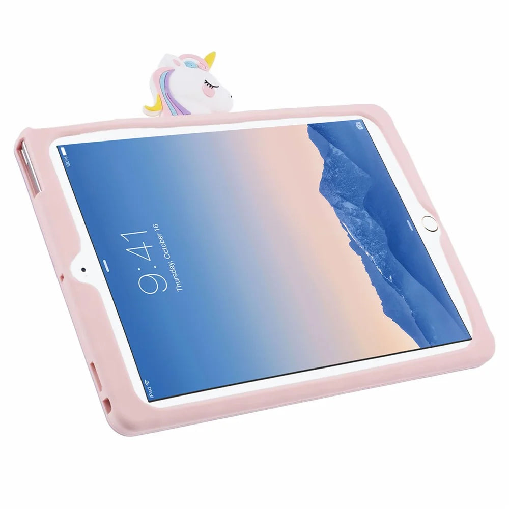 For iPad 9.7-inch (2017) / (2018) / iPad Air (2013) / Air 2 Case Cartoon Horse Design Tablet Kickstand Cover - 6
