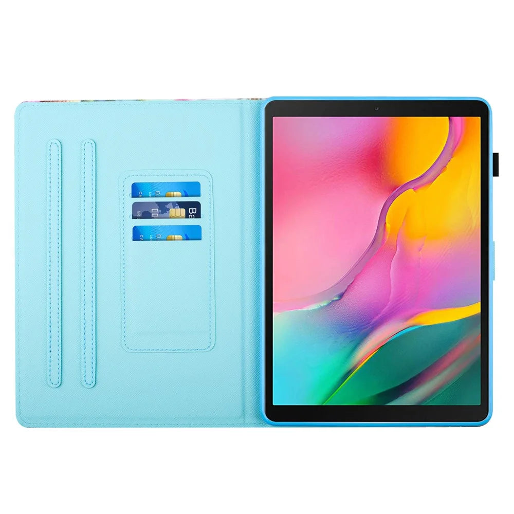 For Samsung Galaxy Tab S6 Lite (2024) / S6 Lite (2022) / S6 Lite (2020) SM-P610 P615 Leather Case Card Slots Tablet Stand Cover - Sea Wave - 2