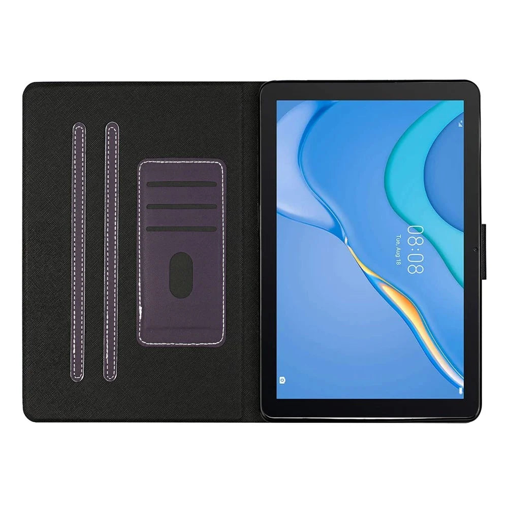 For Samsung Galaxy Tab A9+ Dustproof Tablet Case Card Holder PU Leather Shell Cover - Purple - 2