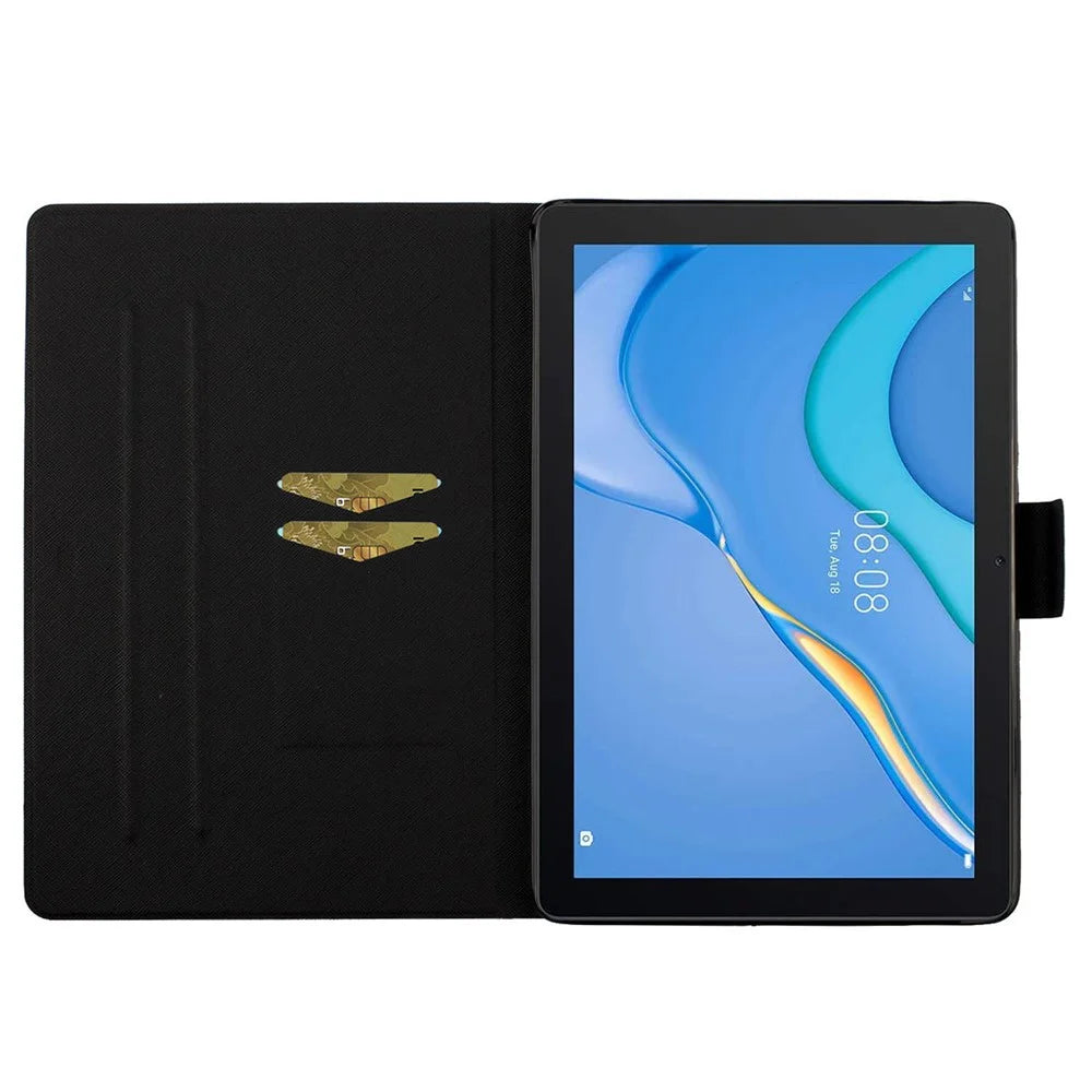 For Samsung Galaxy Tab A9+ Case PU Leather Tablet Cover with Card Holder - Pink Sea - 2