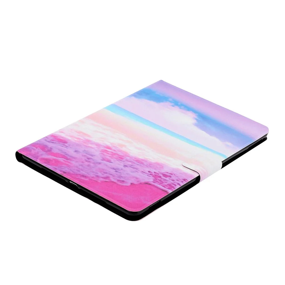 For Samsung Galaxy Tab A9+ Case PU Leather Tablet Cover with Card Holder - Pink Sea - 5
