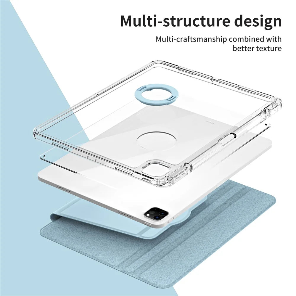 For iPad Pro 12.9 (2022) / (2021) / (2020) / (2018) Case Detachable Stand PU Leather+Acrylic Tablet Cover - Baby Blue - 6