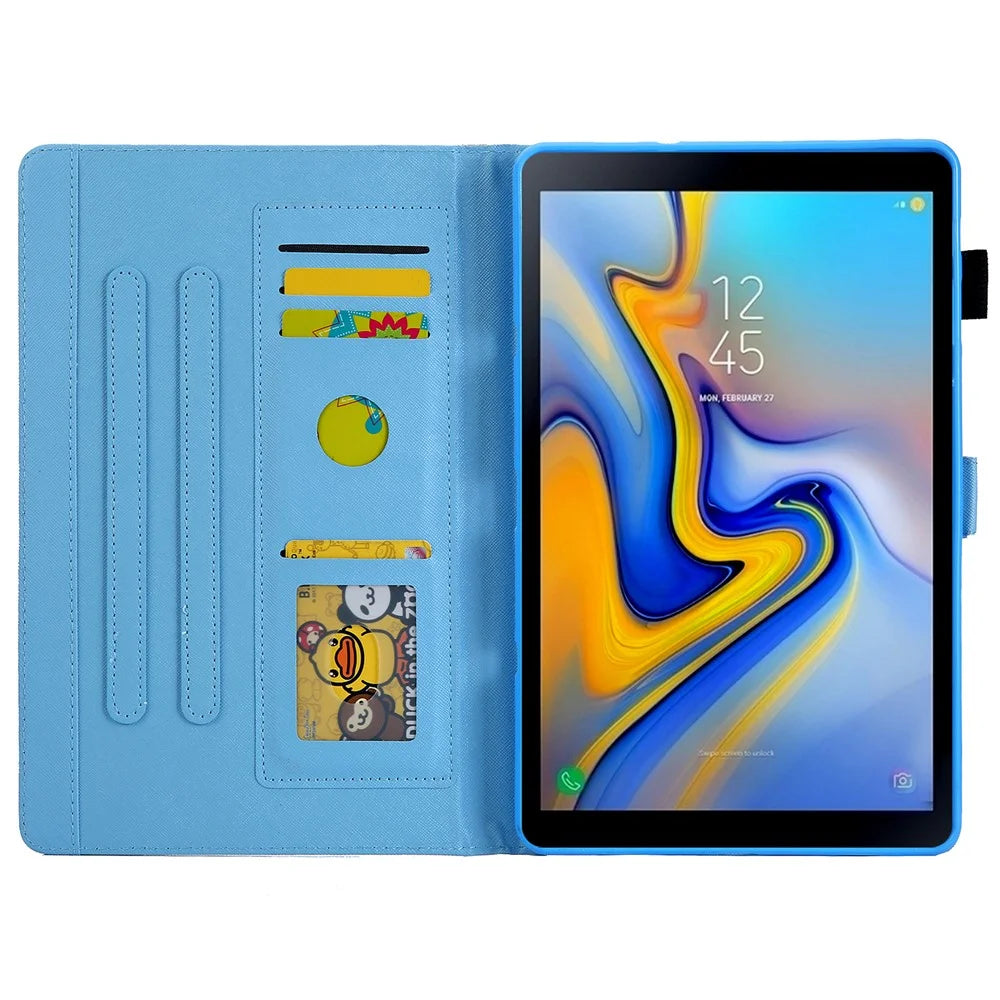 For Samsung Galaxy Tab A11 / A9 X110 / X115 Leather Case Auto Wake / Sleep Pattern Tablet Cover - Blue Checkerboard - 2