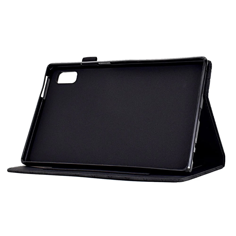 For Lenovo Tab M9 TB-310FU Case Rhombus Imprinted Stand Leather Tablet Cover - Black - 3