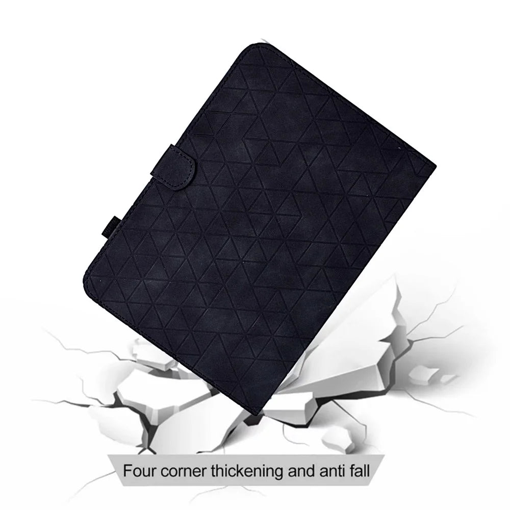 For Lenovo Tab M9 TB-310FU Case Rhombus Imprinted Stand Leather Tablet Cover - Black - 5