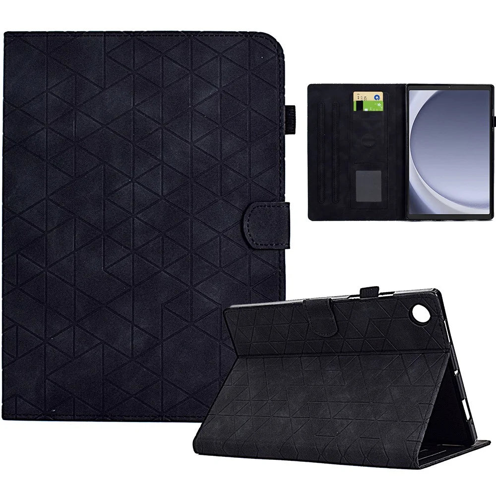 For Samsung Galaxy Tab A9 Case PU Leather Auto Wake / Sleep Stand Tablet Cover - Black - 1