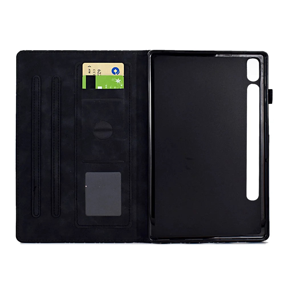 For Samsung Galaxy Tab S8 X700 X706 / Tab S7 T870 T875 Case Pattern Imprinted PU Leather Tablet Cover - Black - 2
