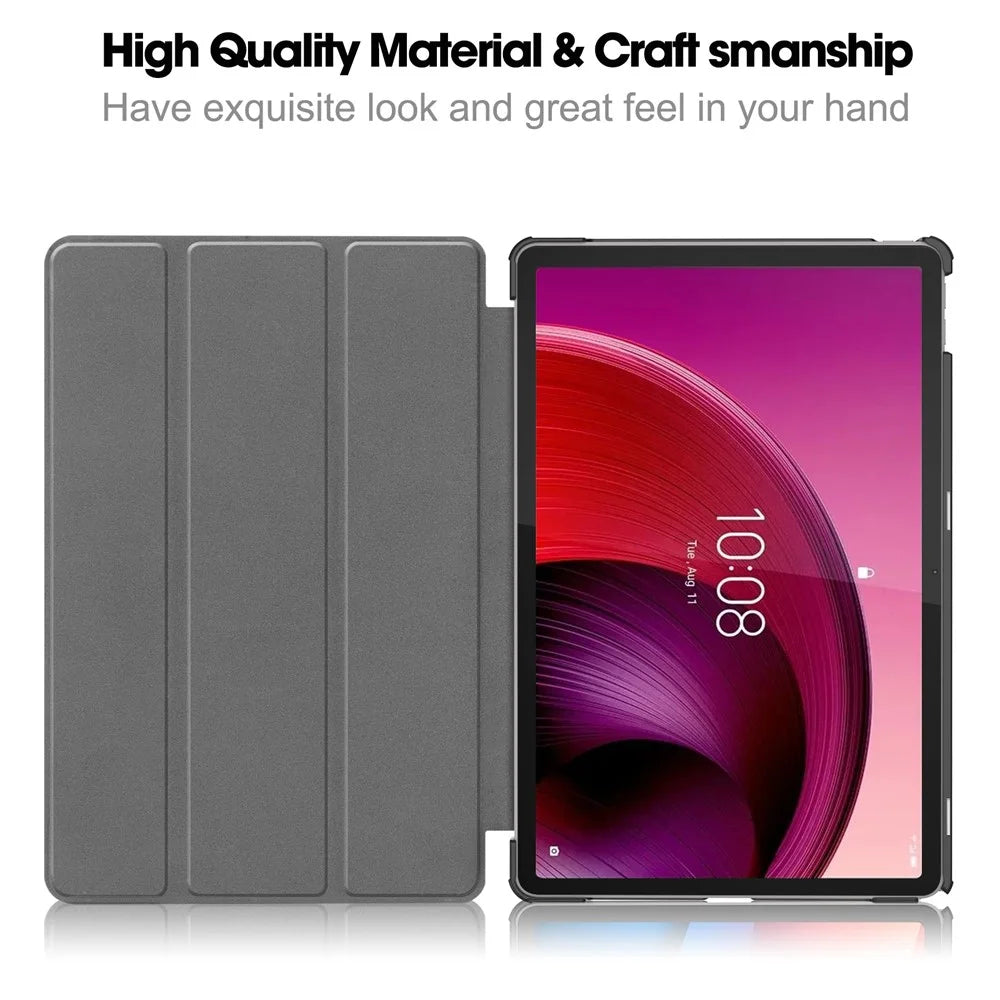 For Lenovo Tab M11 / Xiaoxin Pad 11 2024 Case Tri-Fold Stand PU Leather+PC Tablet Cover - Black - 2