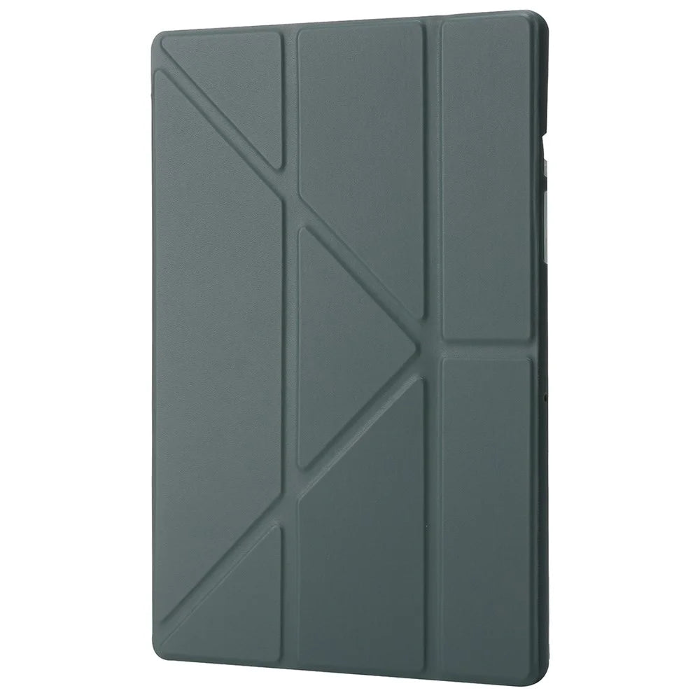 For Samsung Galaxy Tab A9+ Case Origami Stand Leather+Silicone Tablet Cover - Midnight Green - 6