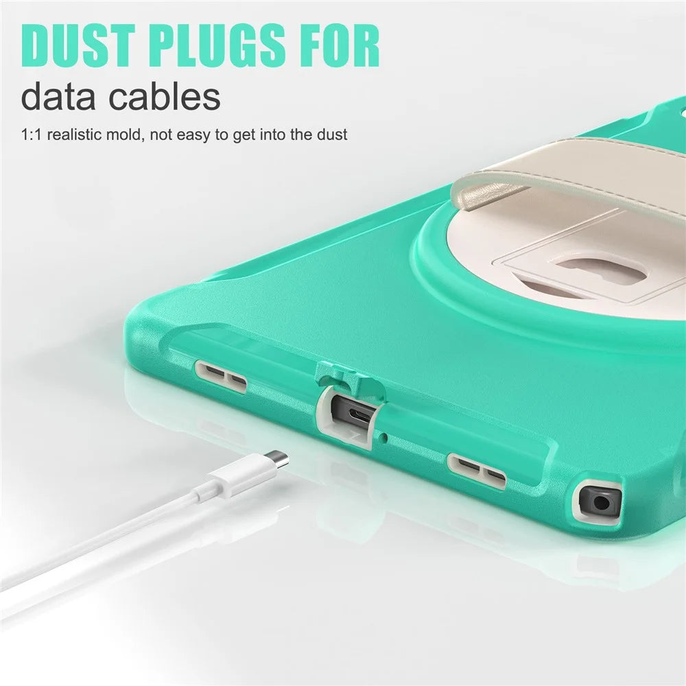 For Samsung Galaxy Tab A9+ Kickstand Back Cover PC+TPU Tablet Case - Mint Green - 6