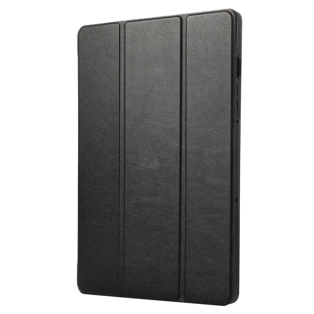 For Samsung Galaxy Tab S9 / S10 Lite / S10 FE / S9 FE Tablet Case Tri-Fold Stand Solid Color Shockproof PU Cover with Pencil Slot - Black - 6
