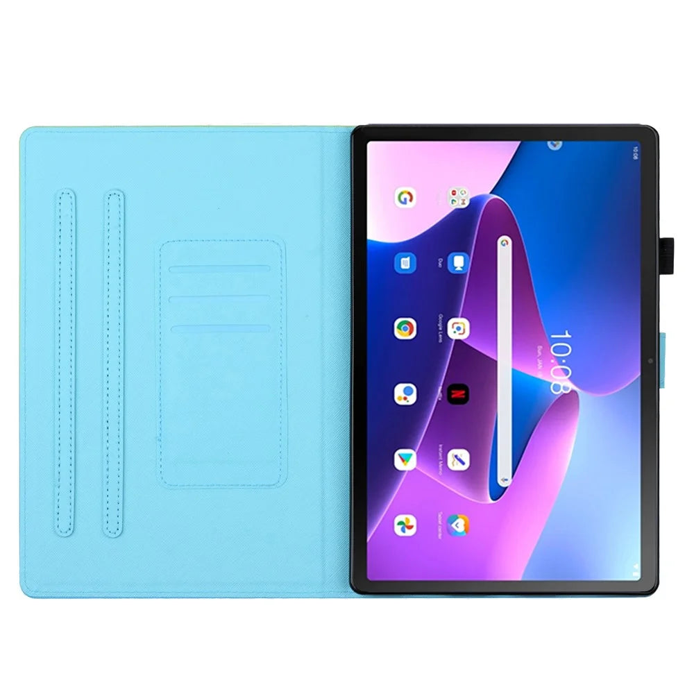For Lenovo Tab M10 Plus (3rd Gen) Case Pattern Printing Auto Sleep / Wake PU Leather Tablet Cover - Owl - 3