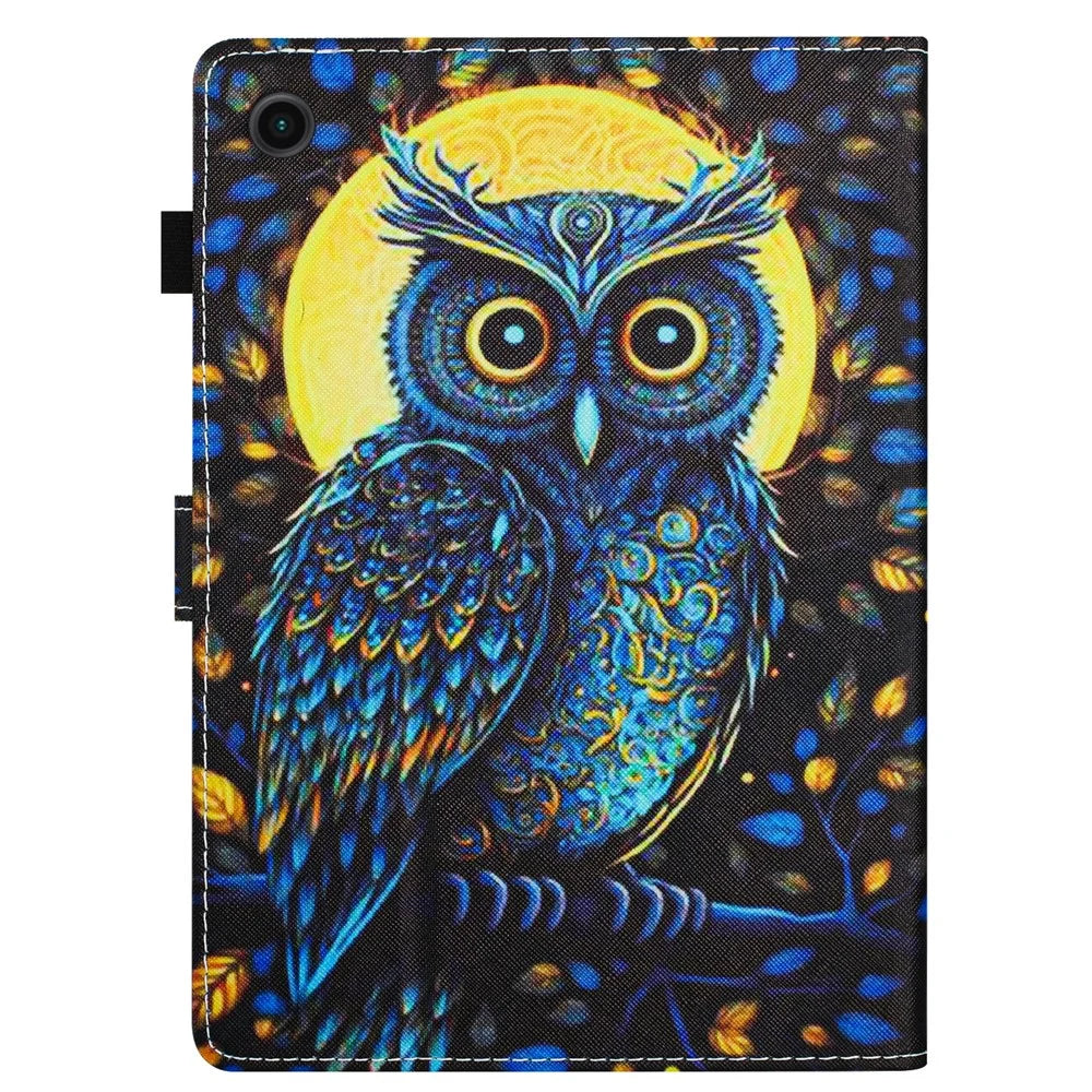 For Lenovo Tab M10 Plus (3rd Gen) Case Pattern Printing Auto Sleep / Wake PU Leather Tablet Cover - Owl - 7