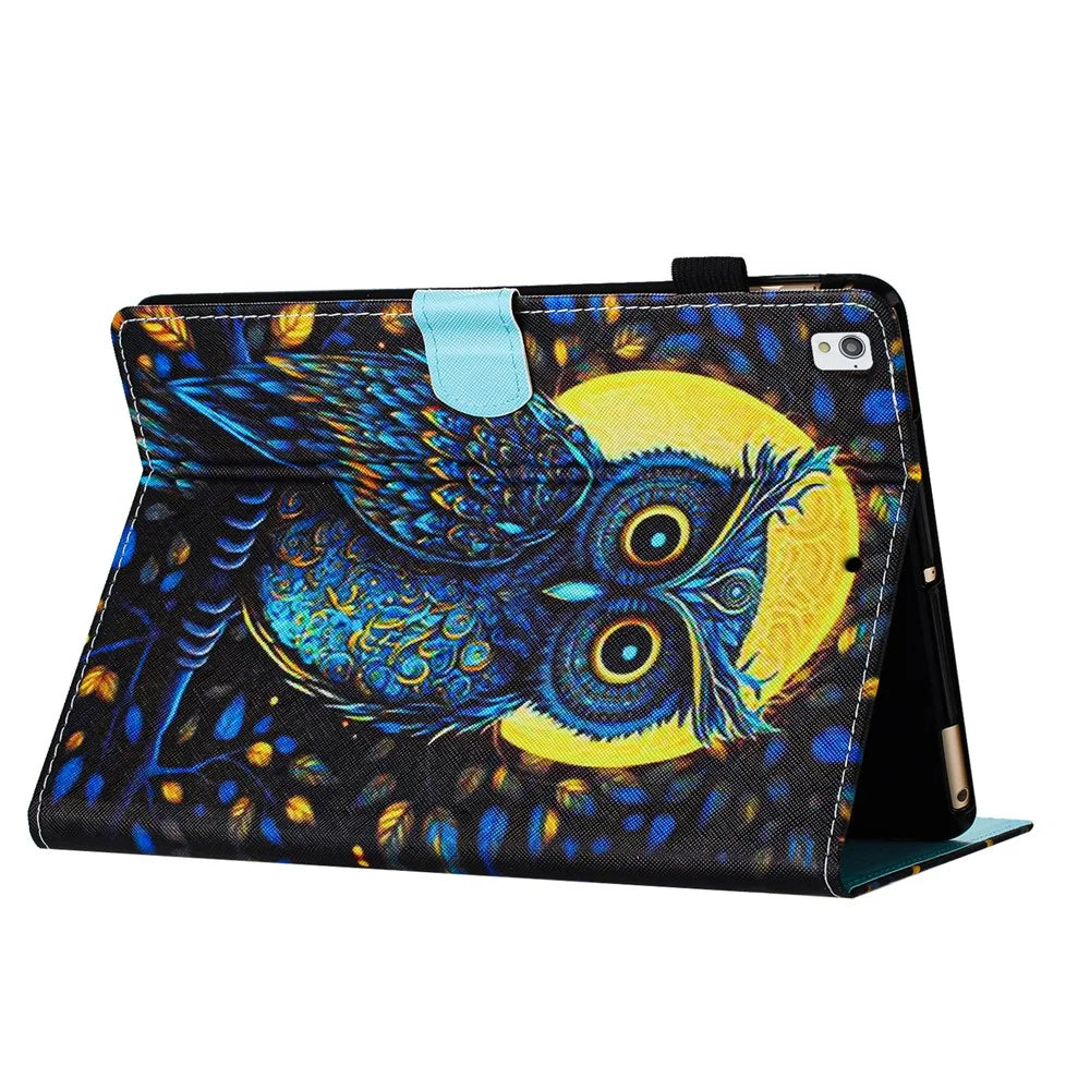 For iPad 10.2 (2021) / (2019) / (2020) Tablet Case Pattern Printed Anti-Drop PU Leather Folio Flip Cover - Owl - 4