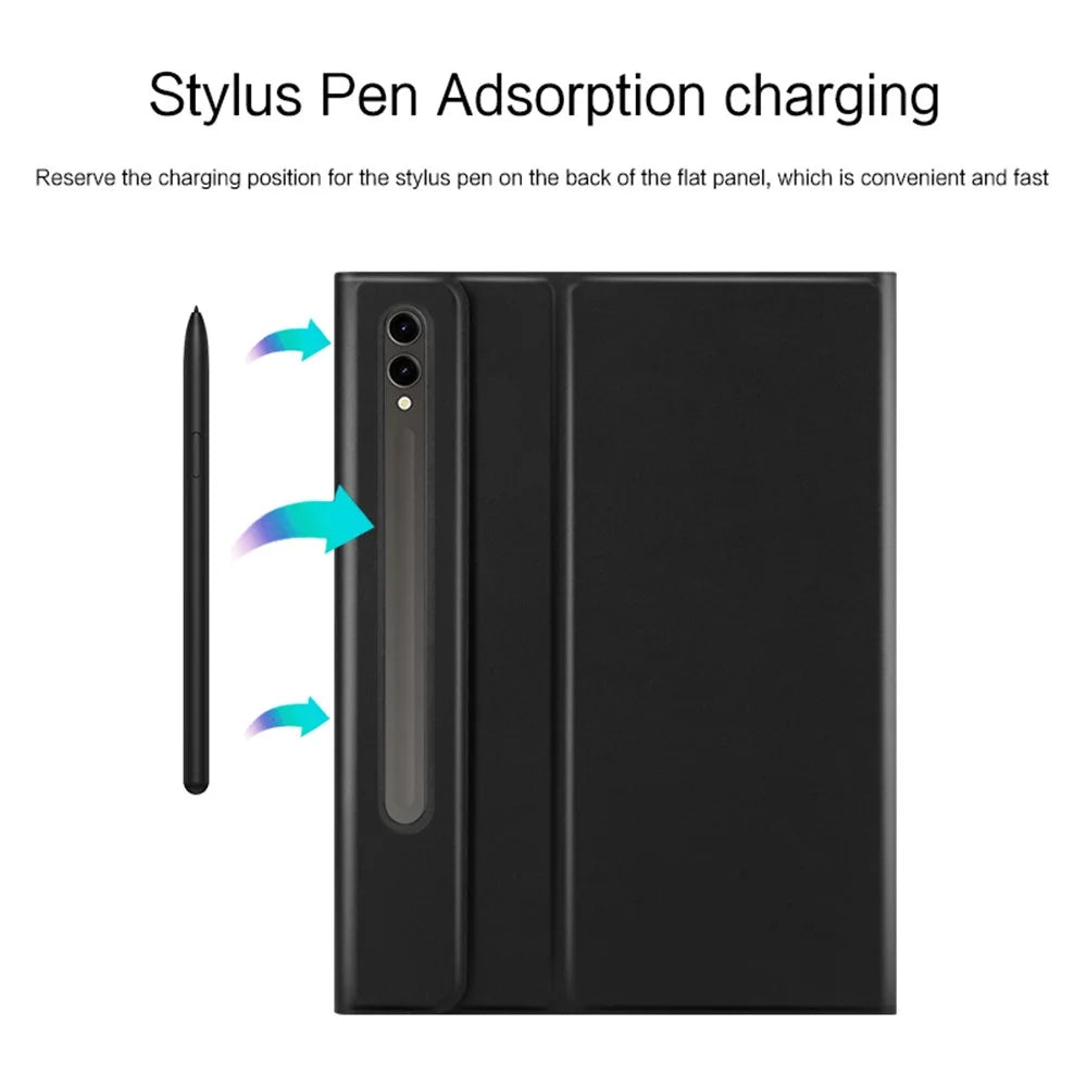 For Samsung Galaxy Tab S10+ / S9+  / S8+ / S7+ / S7 FE Backlight Touchpad Bluetooth-Compatible Keyboard with Pen Slot Leather Tablet Case - 4