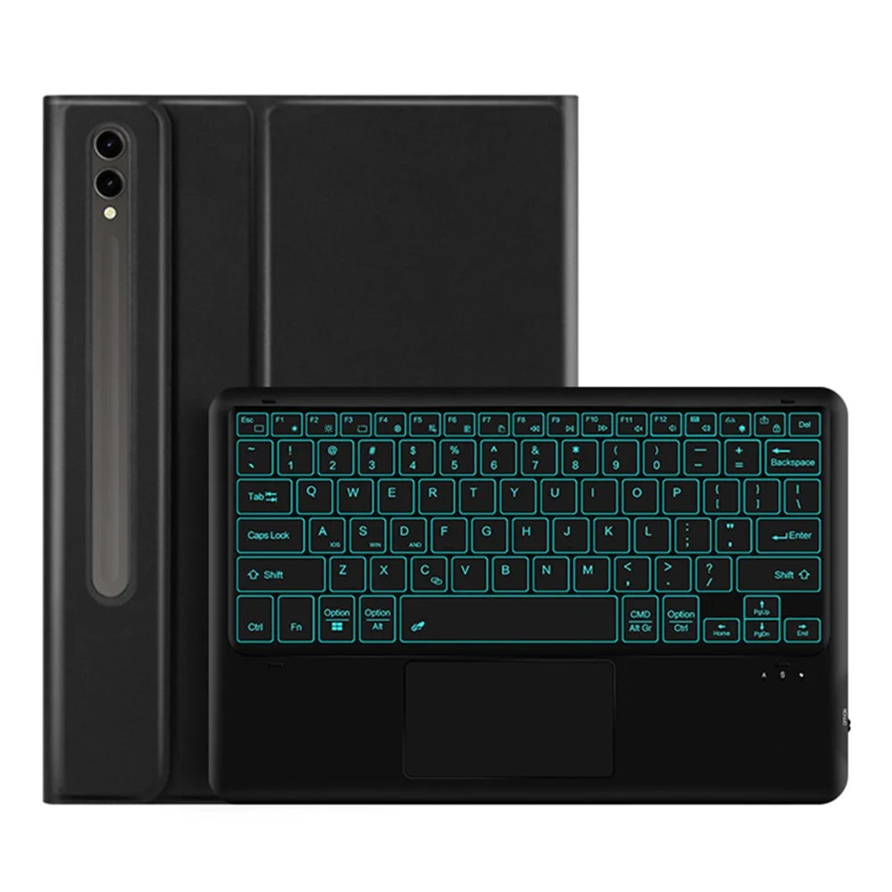For Samsung Galaxy Tab S10+ / S9+  / S8+ / S7+ / S7 FE Backlight Touchpad Bluetooth-Compatible Keyboard with Pen Slot Leather Tablet Case - 6
