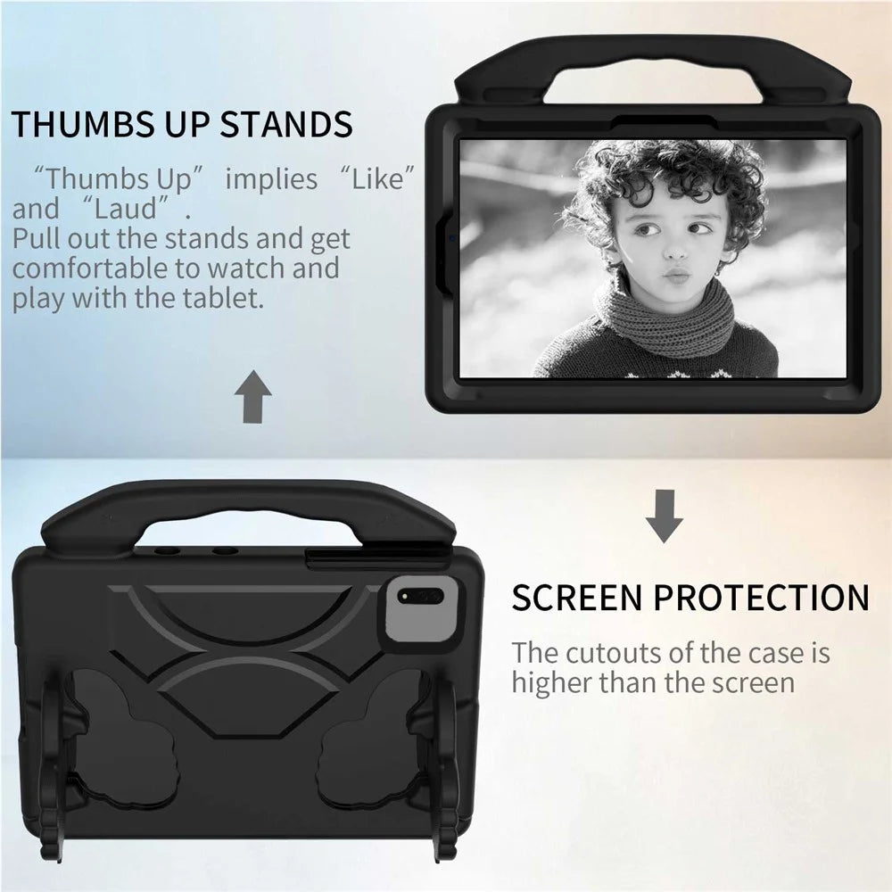 For Samsung Galaxy Tab S11 / Xiaomi Redmi Pad SE  / Pad 2 11 / Pad 5 / Lenovo Tab M11 / Xiaoxin Pad 11 2024 EVA Case Thumb Bracket Kickstand Tablet Cover - Black - 5