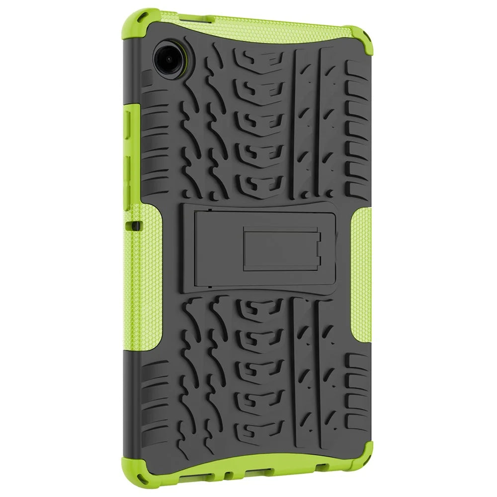 For Samsung Galaxy Tab A11 / A9 Kickstand Cover Tire Texture Anti-slip Tablet Case - Green - 2