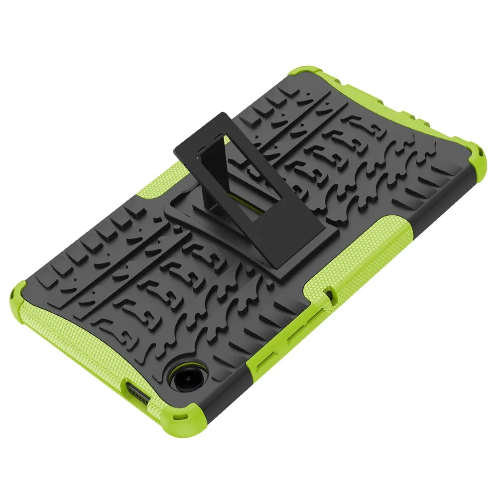 For Samsung Galaxy Tab A11 / A9 Kickstand Cover Tire Texture Anti-slip Tablet Case - Green - 4