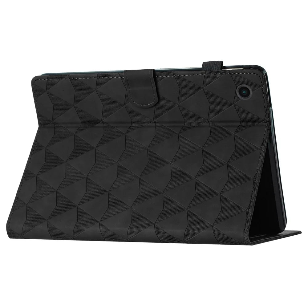 For Samsung Galaxy Tab A11+ / A9+ Case Diamond Pattern Leather Tablet Cover with Card Holder - Black - 3