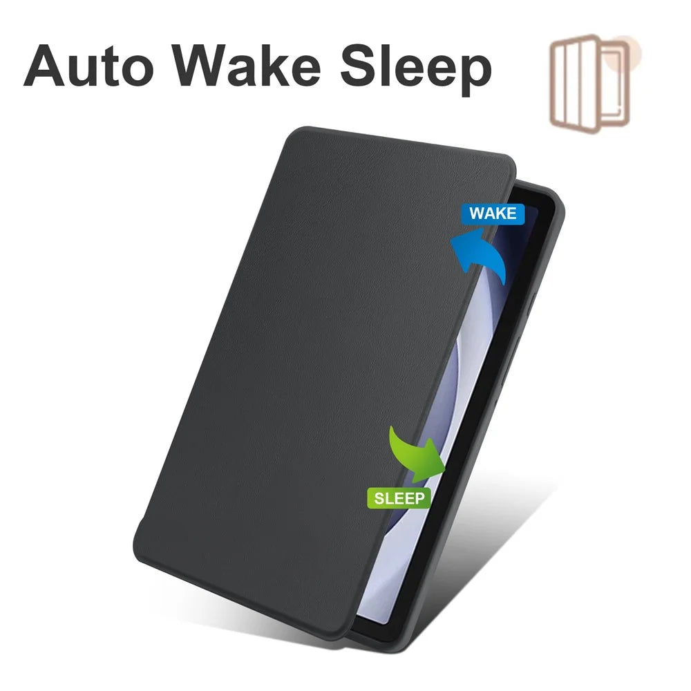 For Samsung Galaxy Tab A9 Case Rotary Stand PU Leather+Acrylic Tablet Cover with Pen Holder - Black - 4
